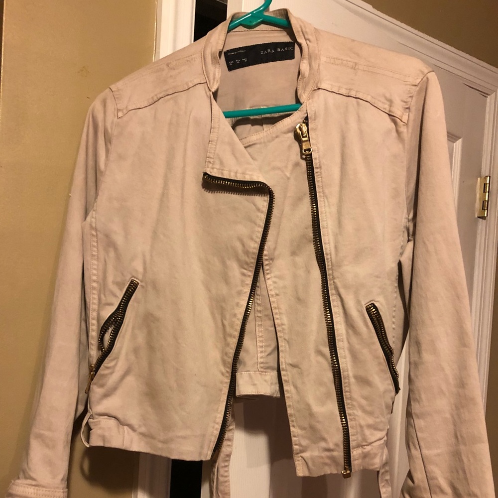 Tan motor jacket from Zara